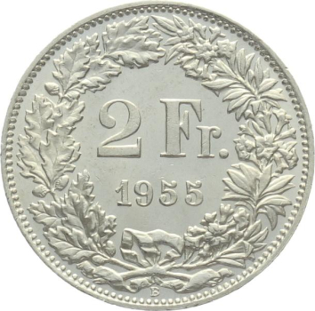 2 Franken 1955 B - fast stempelglanz